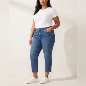 NYDJ Cropped Jeans 16W Blue Lift Tuck Stretch Denim Capri Mom Jeans Plus Size
